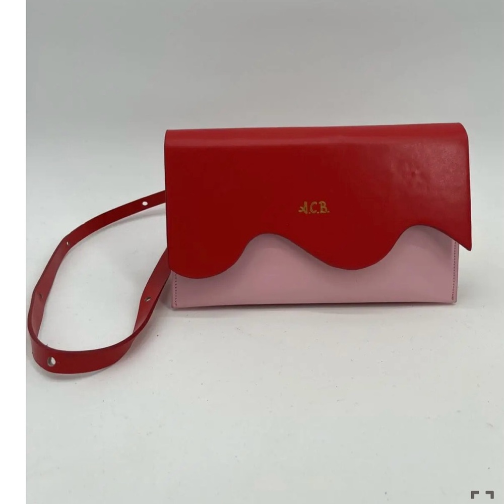 Red and Pink Crossbody Leather Bag